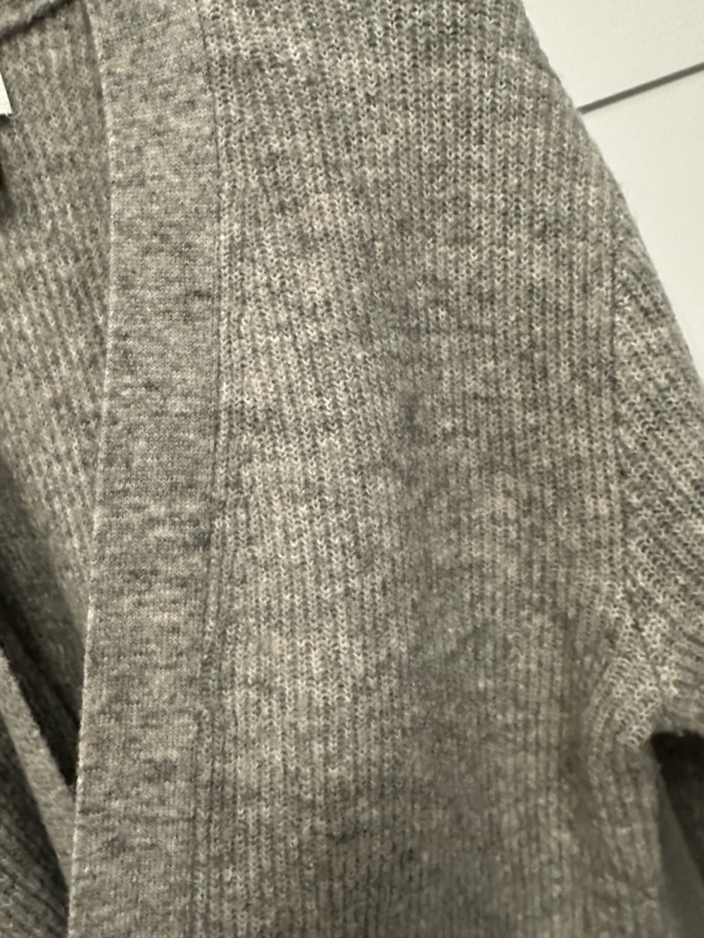 H&M Long Open-Front Ribbed Cardigan - Gray - Picture 6 of 8
